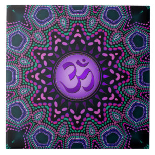 Paarse Om Mandala Keramische Tegel Tegeltje