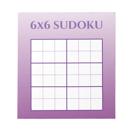 Paarse Ombre 6x6 Sudoku Grid Sjabloon Notitieblok (Voorkant)