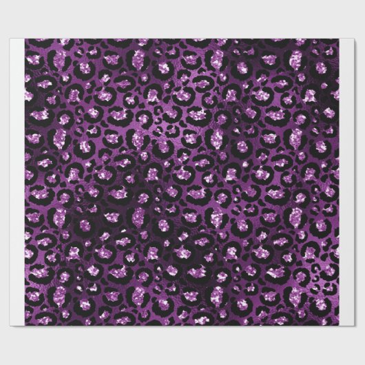 Paarse ombre & Black Glam Glitter Leopard Spots Cadeaupapier (Vlak)
