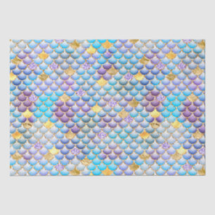 Paarse Ombre Folie & Gouden Glitter Zeemeermin Sch Tissuepapier