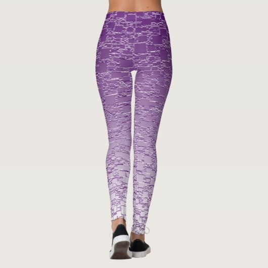 Paarse Ombre Geometric Shapes Mini Tegel Fade Leggings (Achterkant)