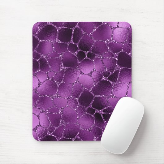 Paarse Ombre Glam Glitter Giraffe Spots Patroon Muismat (Met muis)
