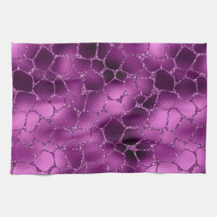 Paarse Ombre Glam Glitter Giraffe Vlekken Patroon Theedoek
