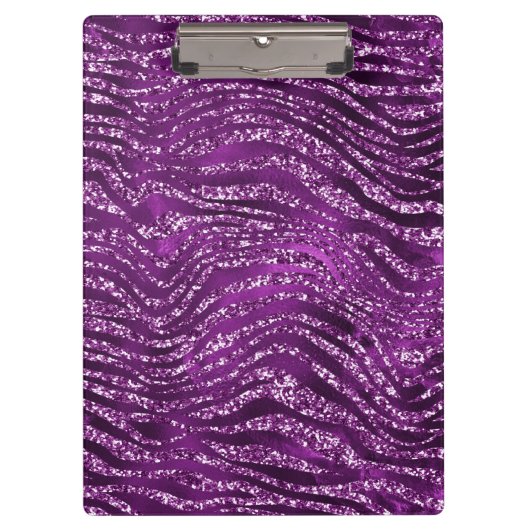 Paarse Ombre Glam Glitter Tiger Stripes Patroon Klembord (Voorkant)