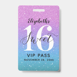 Paarse Ombre Glitter 16e verjaardag VIP Badge