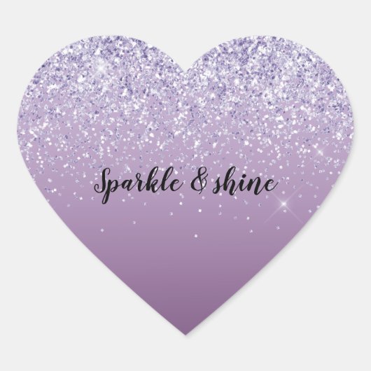 Paarse Ombre Glitter Hart Sticker (Voorkant)
