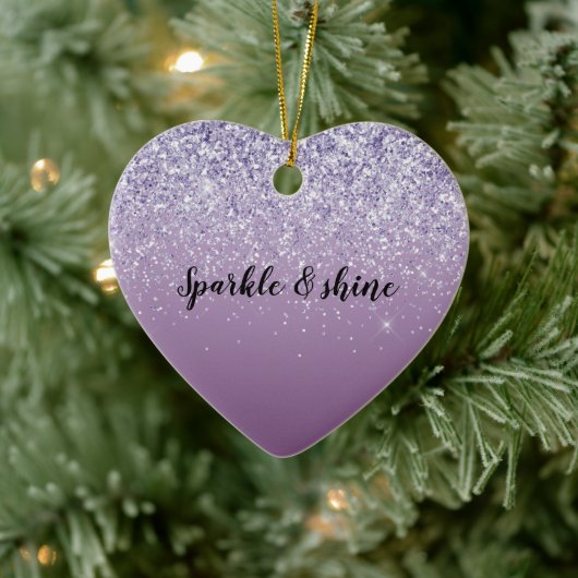 Paarse Ombre Glitter Keramisch Ornament (Boom)