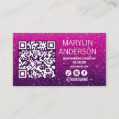 Paarse Ombre Glitter Lash Technician QR-code Visitekaartje (Achterkant)