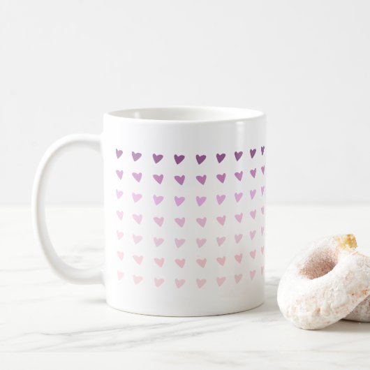 Paarse Ombre Hart Valentijnse Liefde Mok (Met donut)