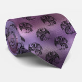 Paarse Ombre met zwarte dragons Stropdas (Opgerold)