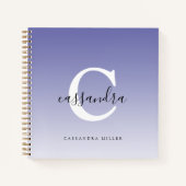 Paarse Ombre Modern Monogrammed Naam van het Manus Notitieboek (Voorkant)