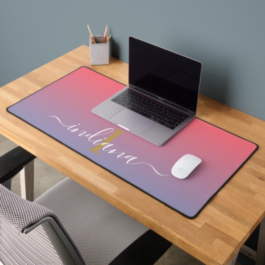 Paarse Ombre Monogram Naam Script Bureaumat (Kantoor 2)