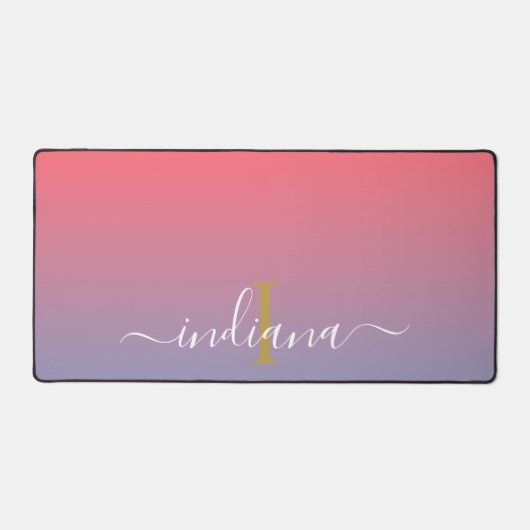 Paarse Ombre Monogram Naam Script Bureaumat (Voorkant)