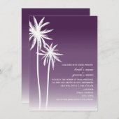 Paarse ombré palm Trees Beach Wedding Kaart (Voorkant / Achterkant)