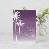 Paarse ombré palm Trees Beach Wedding Kaart (Staand voorkant)