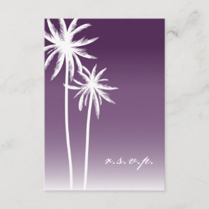 Paarse ombré palm Trees Beach Wedding RSVP Kaartje