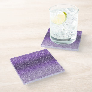 Paarse Ombre Sparkle Glitter Glazen Onderzetter