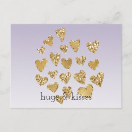 Paarse Ombre Sparkle Gold Glitter Hearts Briefkaart