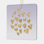 Paarse Ombre Sparkle Gold Glitter Hearts Keramisch Ornament (Links)