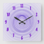 Paarse Ombre Spirals Abstract Vierkante Klok (Voorkant)