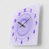 Paarse Ombre Spirals Abstract Vierkante Klok (Hoek)