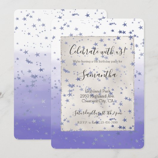 Paarse Ombre Stars Kaart (Voorkant / Achterkant)