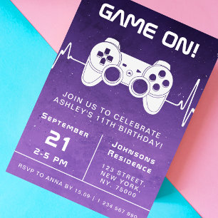 Paarse ombre Video Gamer Kinderen Birthday Kaart