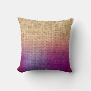 Paarse Ombre Waterverf Rustic Burlap Accent Kussen