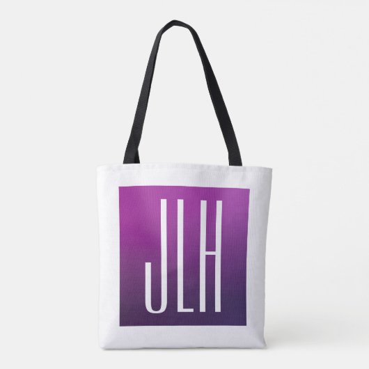 Paarse Ombre & Witte Initialen of andere Tekst Draagtas (Achterkant)