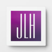 Paarse Ombre & Witte Initialen of andere Tekst Fotoplaat (Voorkant)