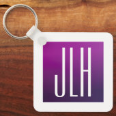 Paarse Ombre & Witte Initialen of andere Tekst Sleutelhanger (Voorkant)
