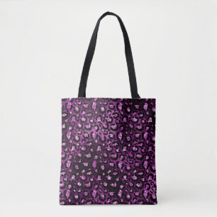 Paarse Ombre & Zwarte Glam Glitter Luipaard Vlekke Draagtas