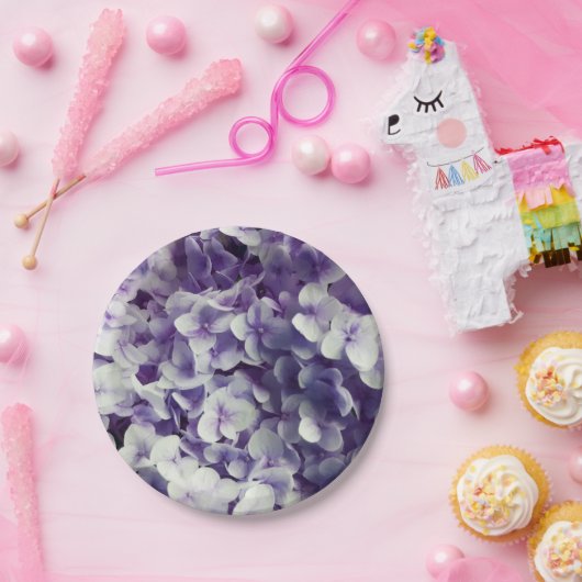 Paarse ondergrond van Hydrangea Papieren Bordje (Feest)