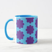 Paarse op Aqua Blue Retro Flower Art Mok Cup (Links)