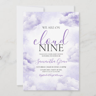 Paarse op Cloud 9 Baby shower Kaart