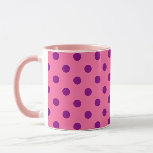 Paarse op roze stippen Patroonontwerp Mok (Links)
