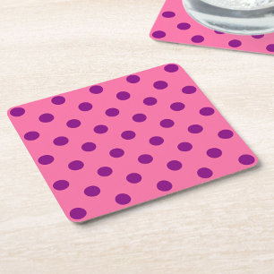 Paarse op roze stippen Patroonontwerp Vierkante Kartonnen Onderzetter