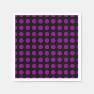 Paarse op Zwart Grote Horizontale Polka Dots Papie Servet