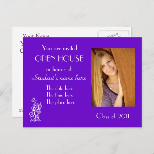 paarse open briefkaart (Voorkant / Achterkant)