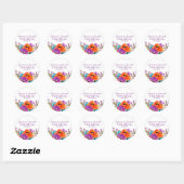 Paarse Oranje Bloemen Waterverf Bruiloft Ronde Sticker (Vel)