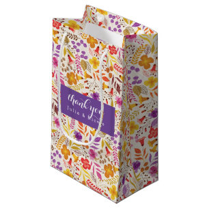 Paarse Oranje Boho Wilde Bloemenen Foliage Bruilof Klein Cadeauzakje