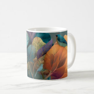 Paarse & Oranje Botanische Vogels Mok