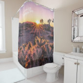 Paarse Oranje Cholla Cactus Joshua Tree Sunset art Douchegordijn (In situ)