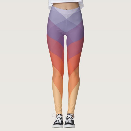 Paarse, oranje en blauwe kleurrijke pastelbogen leggings (Voorkant)