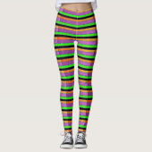 Paarse Oranje en groene gestripte Leggings (Voorkant)