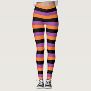 Paarse, Oranje en zwarte strepen Leggings