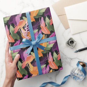 Paarse Oranje Groene Gele Abstracte Verjaardag Cadeaupapier