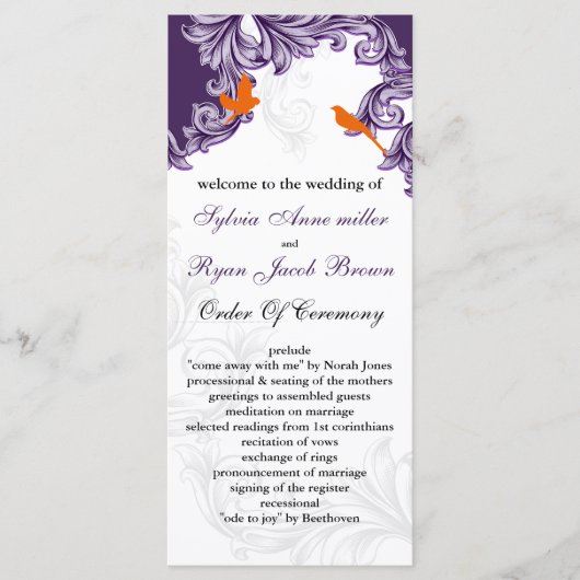 paarse, oranje Lovebirds-programma's Programma (Voorkant)