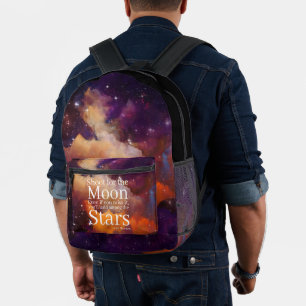 Paarse Oranje Nebula Inspirerend Quote Bedrukte Rugzak