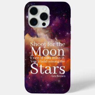 Paarse Oranje Nebula Inspirerend Quote iPhone 15 Pro Max Hoesje